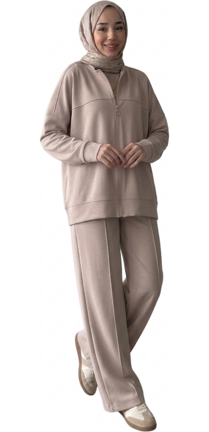 Thiff Tesettür Önü Fermuarlı Oversize Modal Takım görsel 8