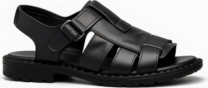 Magic Shoes Siyah Hakiki Deri Ortopedik Erkek Sandalet Cırtlı Bağlama ile Günlük Rahatlık Sunar görsel 5