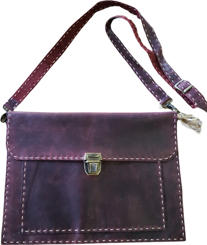 Semiramis Unisex Helios Model Deri El Yapımı Vintage Bordo 13'' Macbook Çantası