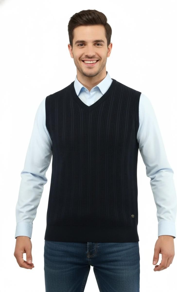 Erkek V Yaka Süveter Çelik Örgü Regular Kalıp 5209H BGL-ST04843