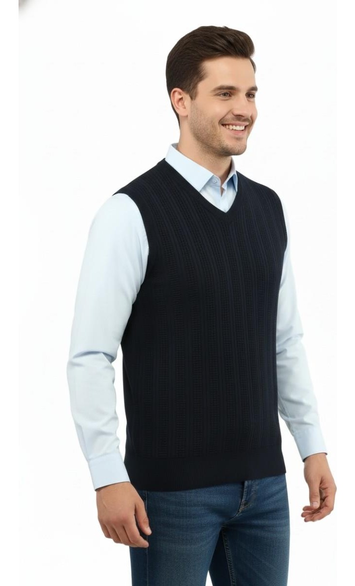 Erkek V Yaka Süveter Çelik Örgü Regular Kalıp 5209H BGL-ST04843 görsel 2