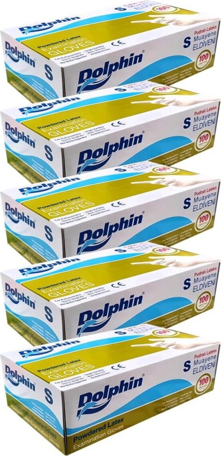 Mediterian Pudralı Lateks Muayne Eldiveni, 100 Adet, 5 Paket, Small, Beyaz, Dokuma, Yıkama Talimatı
