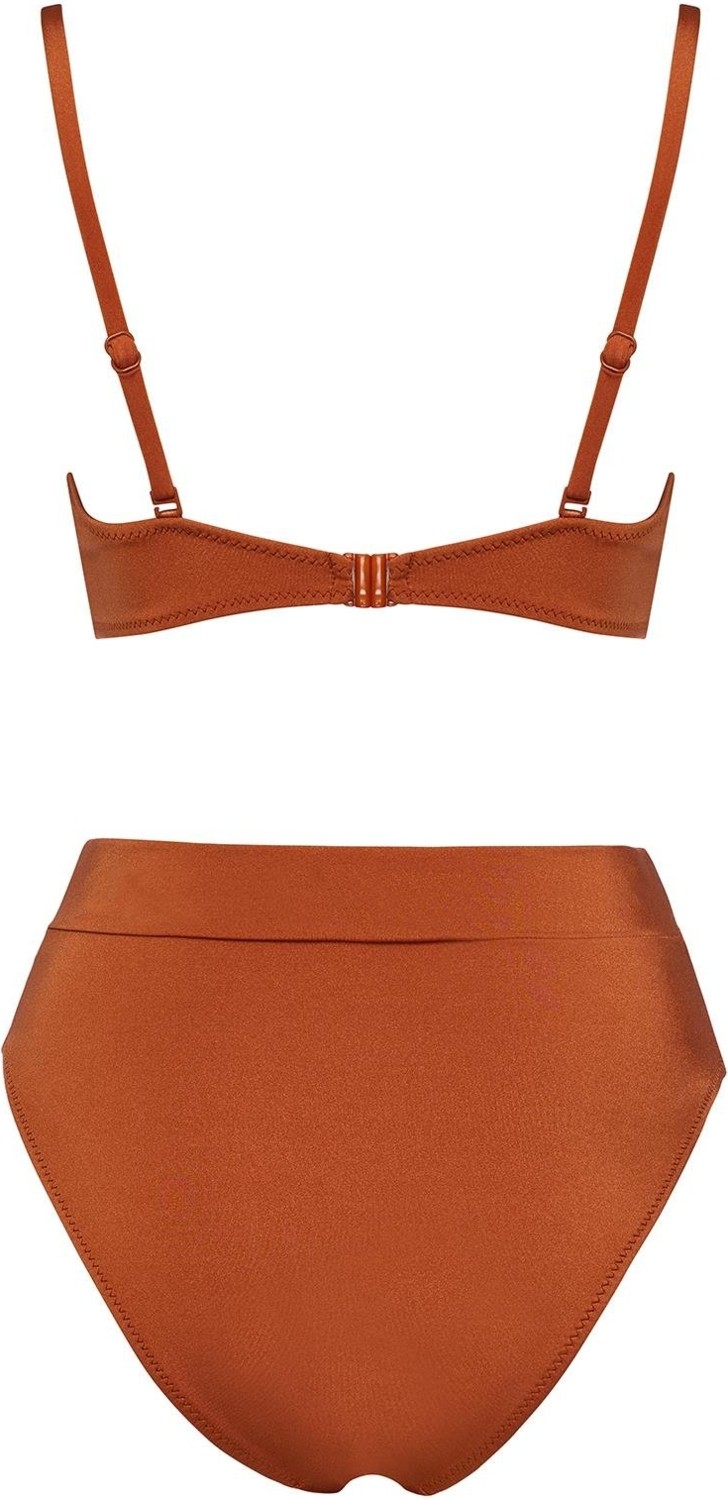 Sailor Moda Kahverengi Dönmeli Yüksek Bel Bikini Takım Kadınlar İçin Özel Tasarım %80 Polyamide %20 Elastane görsel 2