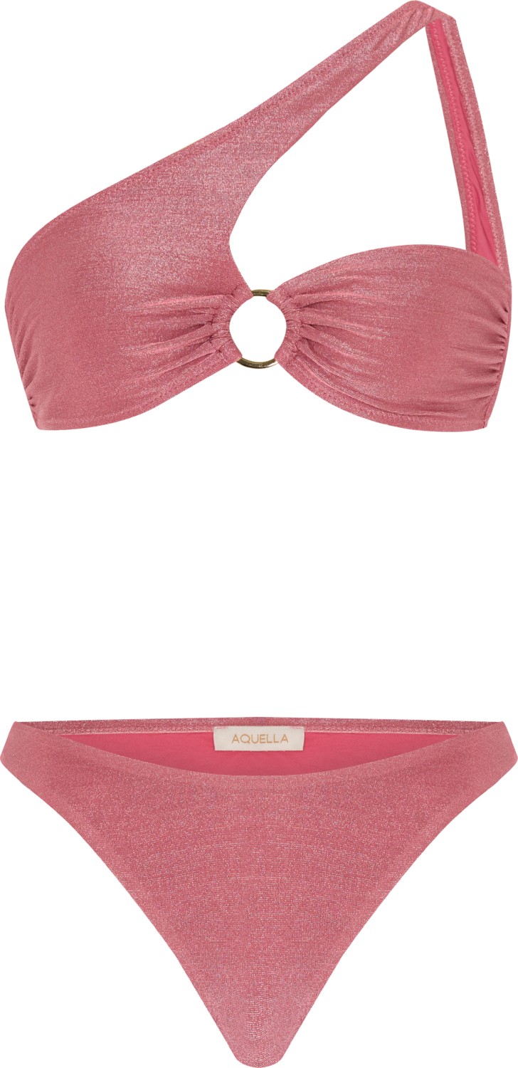 Aquella Tokalı Lurex Tek Omuz Pembe Bikini
