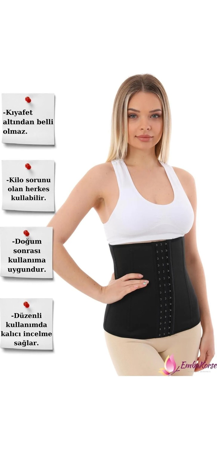 Emba Korse Bel Destekleyici Askısız Sıkılaştırıcı Lateks Doğum Sonrası Latex Korse Bel ve Göbek Korsesi görsel 6