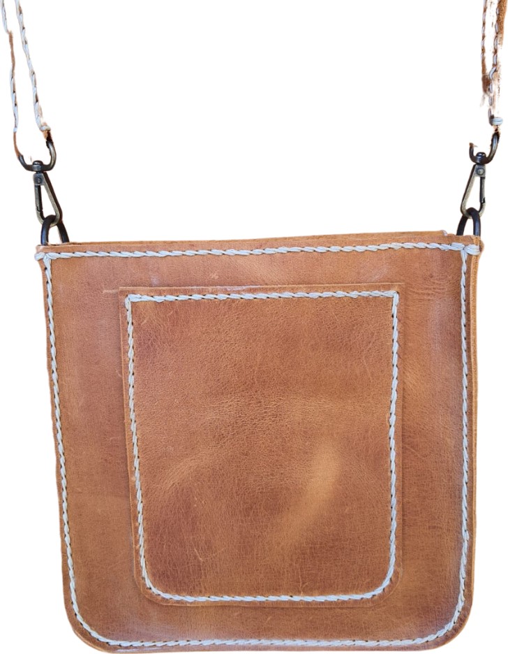 Semiramis Artemis Model Hakiki Deri El Yapımı Taba Unisex Tek Körüklü Küçük Postacı Çantası Vintage Model görsel 3