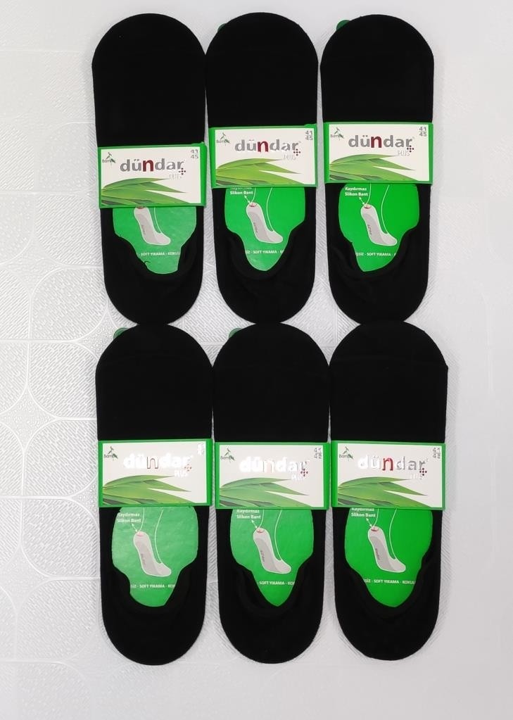 Dündar 5541 Erkek Bambu Babet Dikişsiz Çorap Siyah Renkli 6'lı Paket