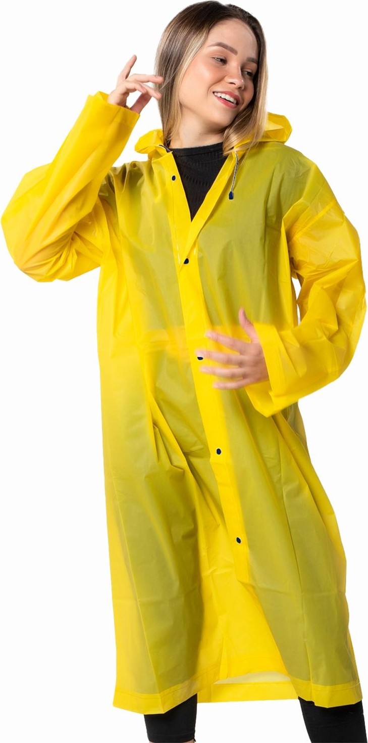 Marlux Unisex Su Rüzgar Geçirmez Kapüşonlu Lacivert Çıtçıt Düğme Eva Sarı Lacivert Yağmurluk 24MRLXYGM görsel 7