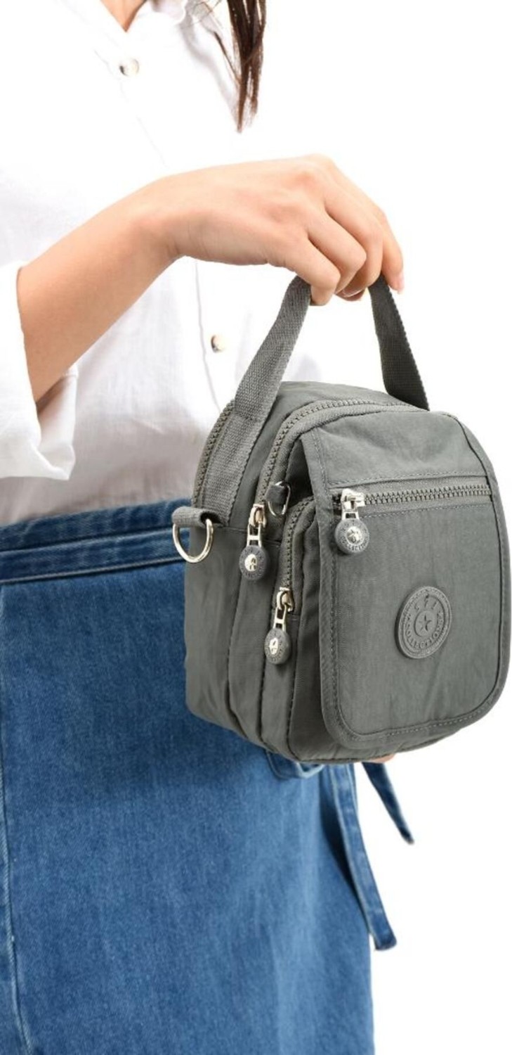 Mediterian Gri Unisex Klinkır Kumaş Postacı Çanta 20x12 cm, Şık ve Hafif Tasarım görsel 3