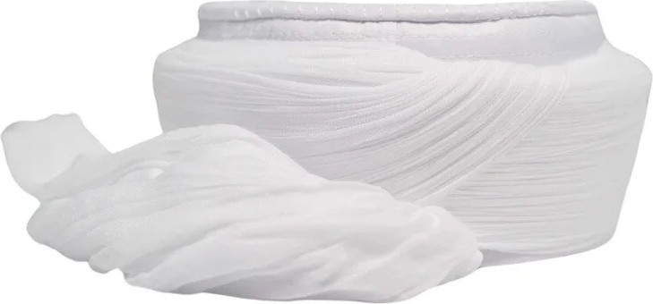 Sarıkhane Çocuk Namaz Sarığı - Beyaz Kumaş - Beyaz Takke - Düz Sarım - Nâli Şerif - 4 Metre (Züabeli) görsel 3