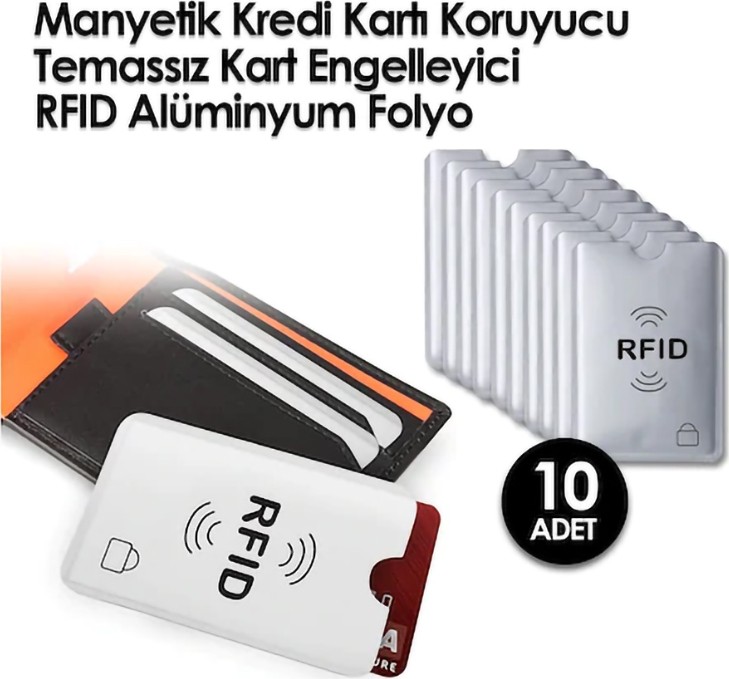 Mega Oto Market Manyetik Kredi Kartı Koruyucu Temassız Engelleyici Rfid Alüminyum 10 Adet görsel 2