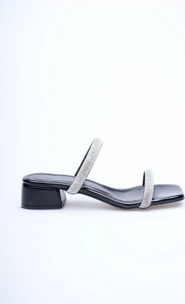 Fantastik Store Kalın Siyah Rugan 4cm Topuklu Terlik TR20MY11G görsel 4