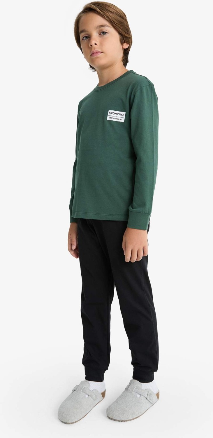 DeFacto %100 Pamuklu Baskılı Pijama Takımı Erkek Çocuk F3346A825WN görsel 2