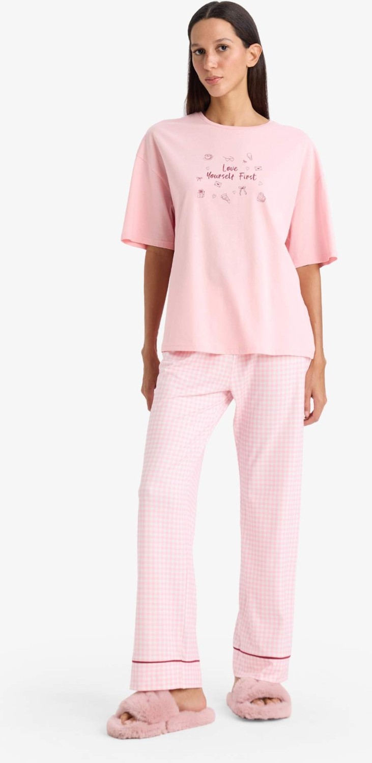 DeFacto %100 Pamuk Baskılı Kısa Kollu Pijama Üstü G1720AX26SP görsel 2