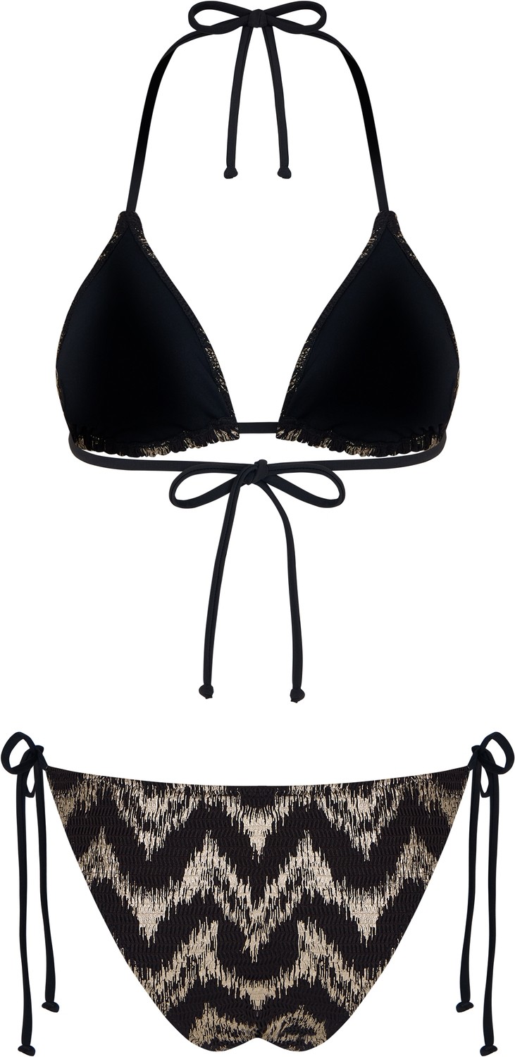 Aquella Lame Baskı Desenli Parlak Üçgen Bikini Takım görsel 2