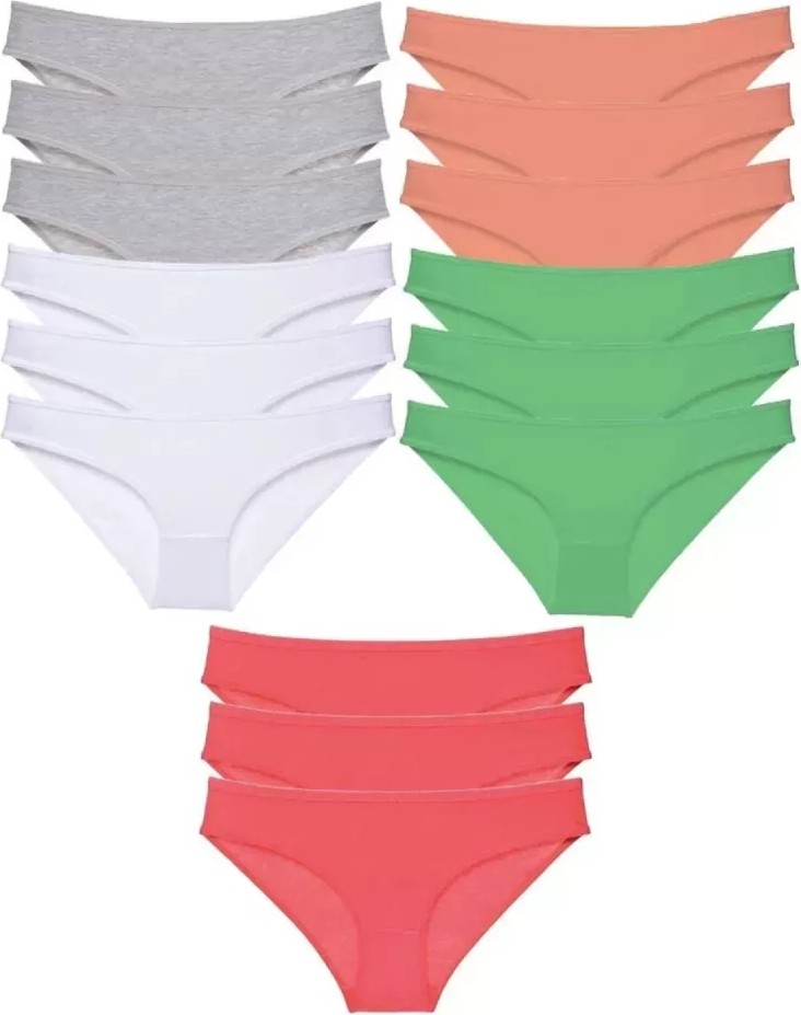 Royaleks 15 Adet Süper Eko Set Likralı Kadın Slip Külot Gri Beyaz Pudra Yeşil Fuşya