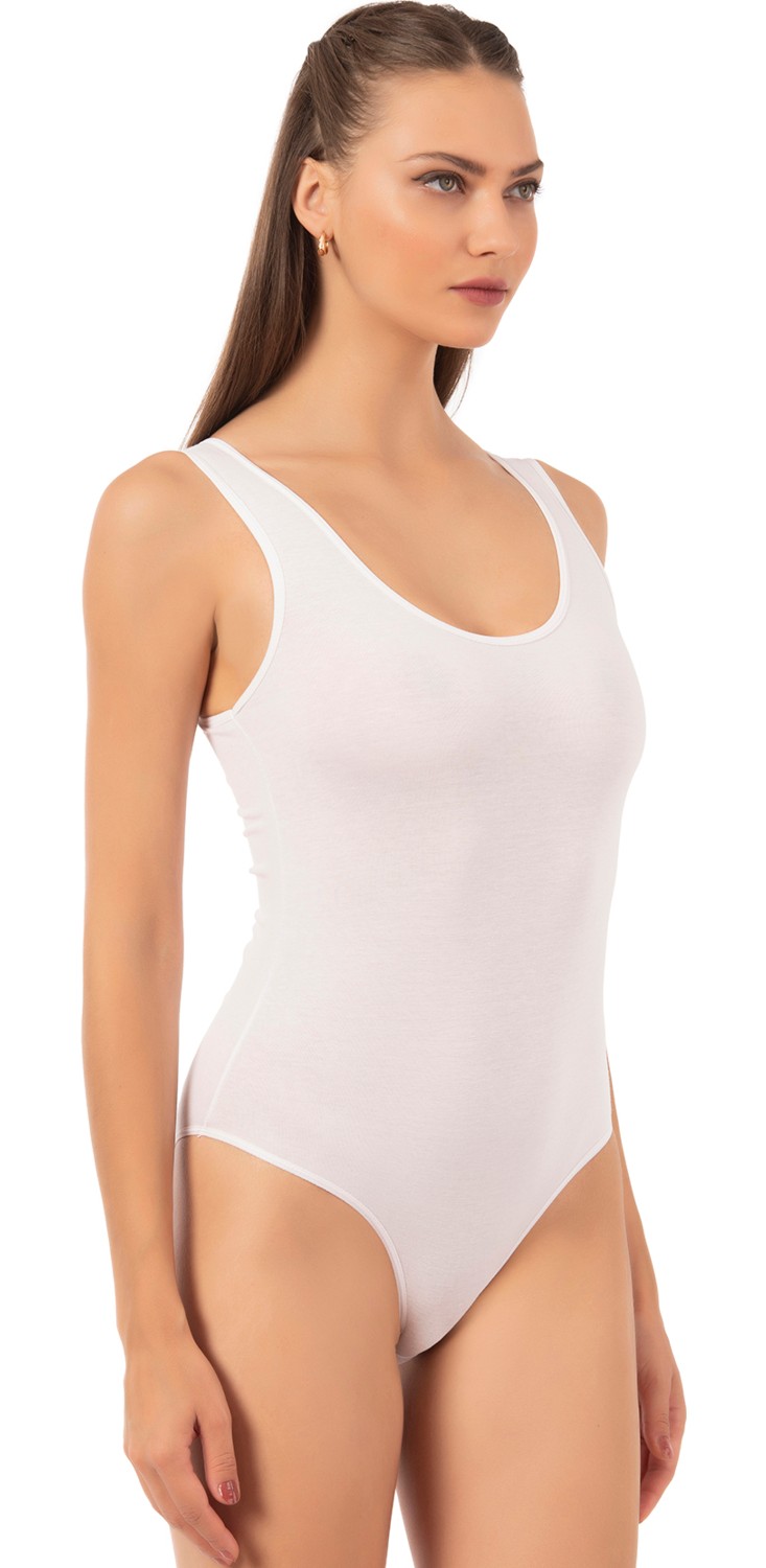 Özkan Underwear 0602 Kadın Pamuklu Kalın Askılı Kancalı Çıtçıtlı Örme Body görsel 4