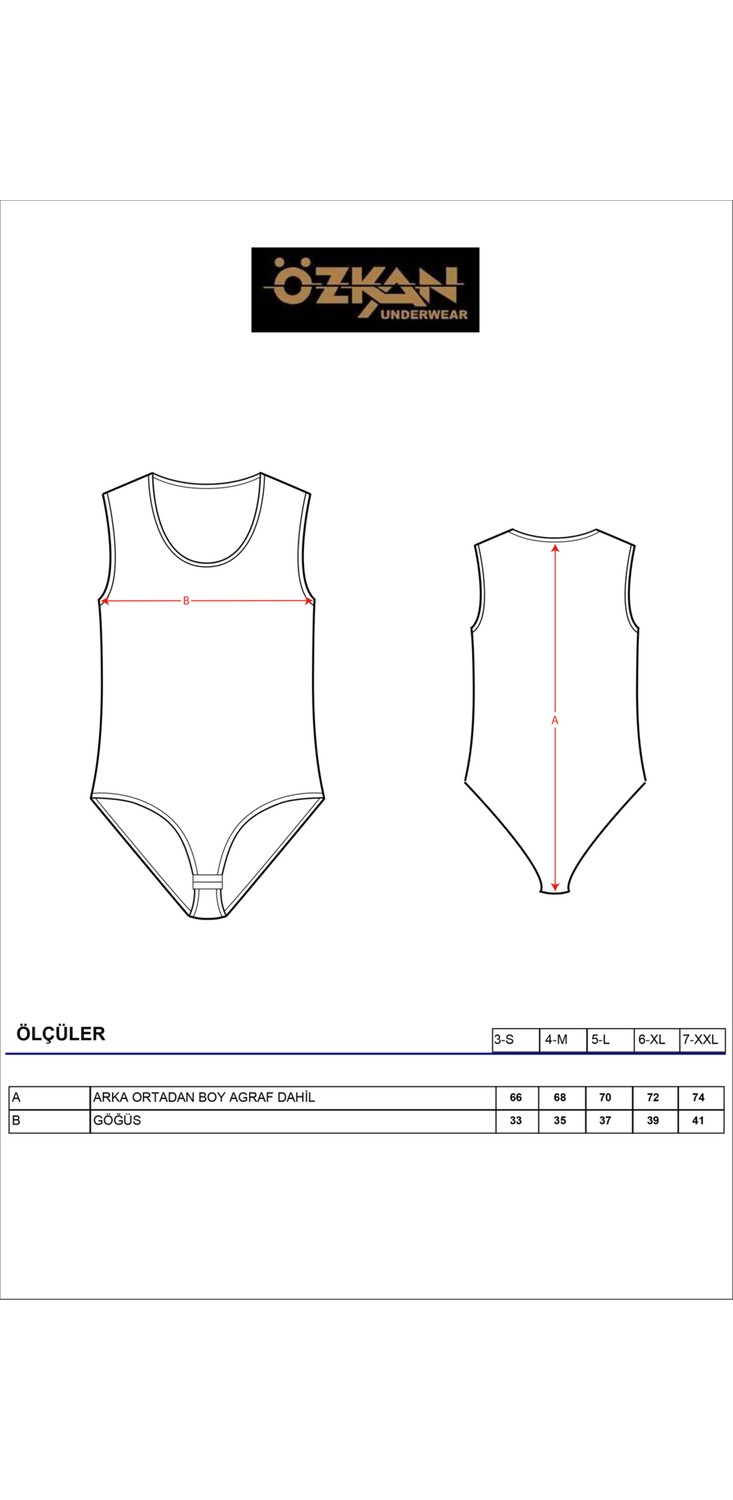 Özkan Underwear 0602 Kadın Pamuklu Kalın Askılı Kancalı Çıtçıtlı Örme Body görsel 6