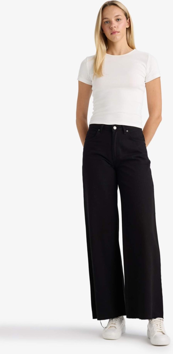 DeFacto %100 Pamuk Wide Leg Normal Bel Gabardin Pantolon E4381AX25AU görsel 2