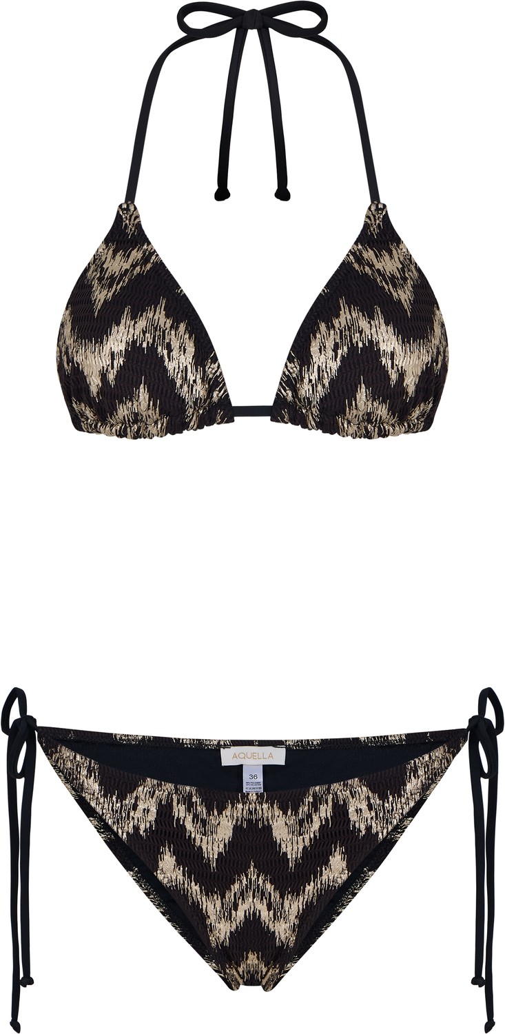 Aquella Lame Baskı Desenli Parlak Üçgen Bikini Takım