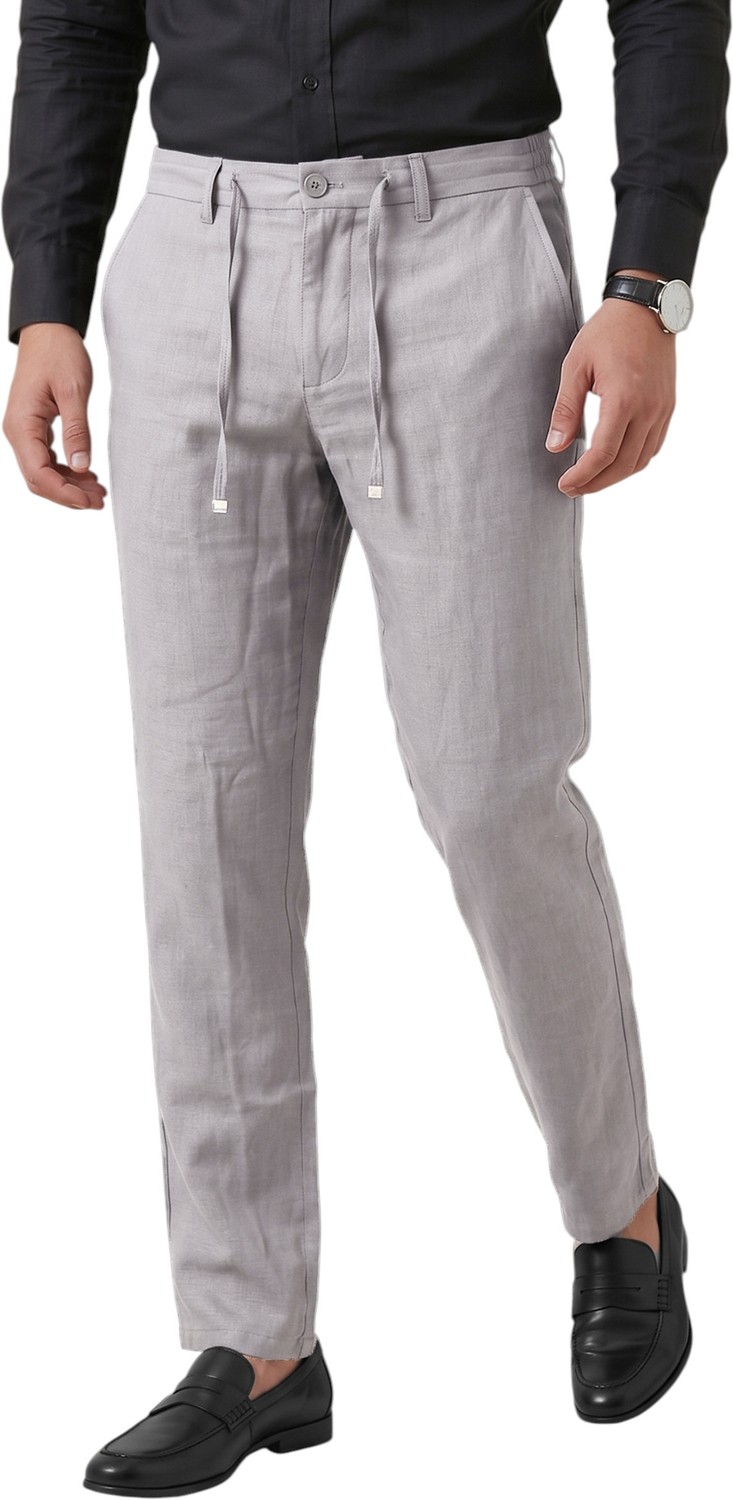 RizzUP Lacivert Slim Fit Likralı Keten Dokulu Lastikli Belli Ipli Yazlık Erkek Pantolon 2603001