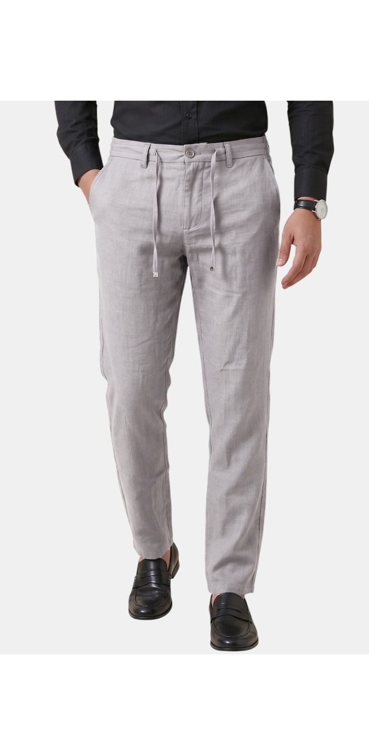 RizzUP Lacivert Slim Fit Likralı Keten Dokulu Lastikli Belli Ipli Yazlık Erkek Pantolon 2603001 görsel 7