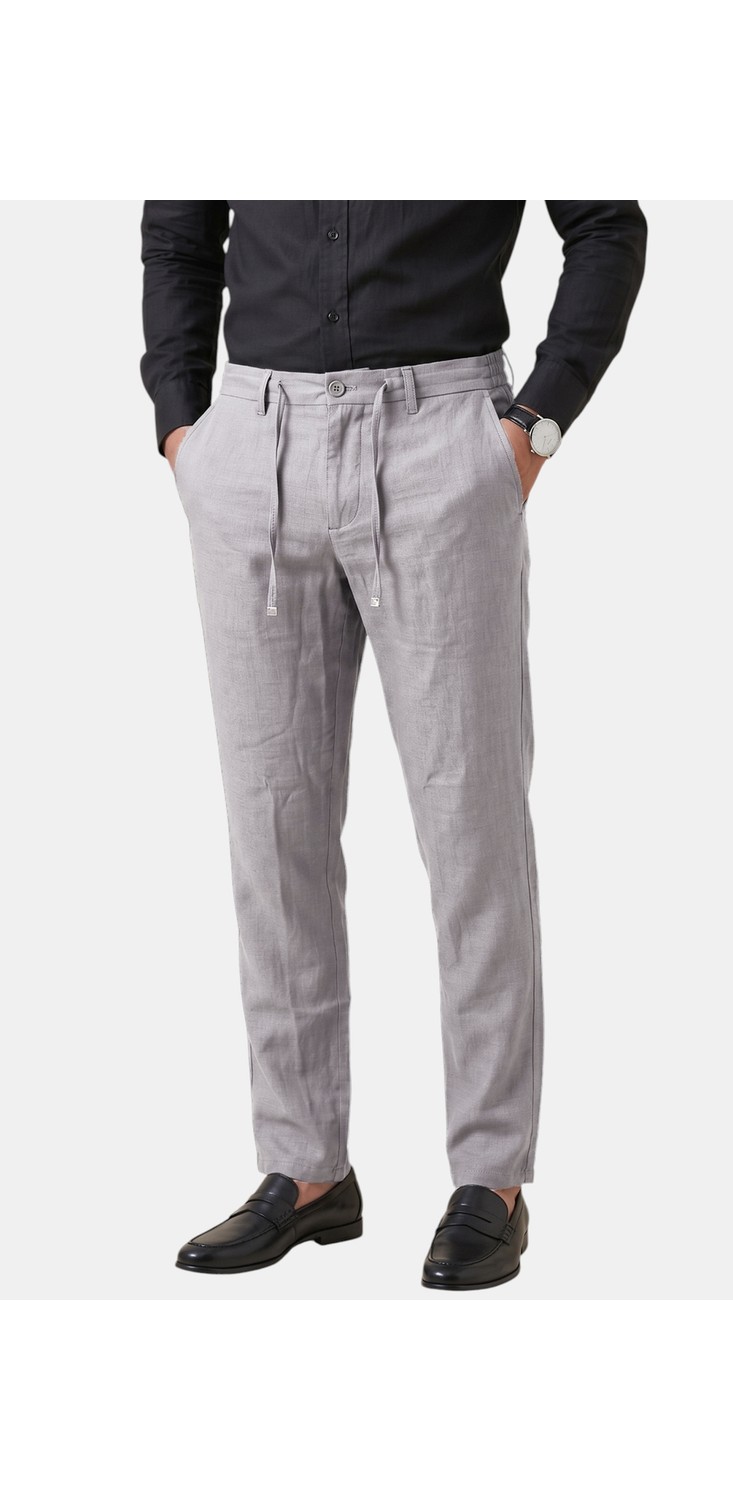 RizzUP Lacivert Slim Fit Likralı Keten Dokulu Lastikli Belli Ipli Yazlık Erkek Pantolon 2603001 görsel 8