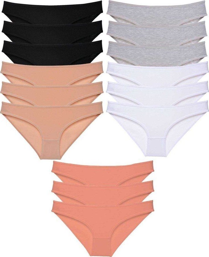 Kuzgun Ticaret 15 Adet Süper Eko Set Likralı Kadın Slip Külot Siyah Ten Gri Beyaz Pudra