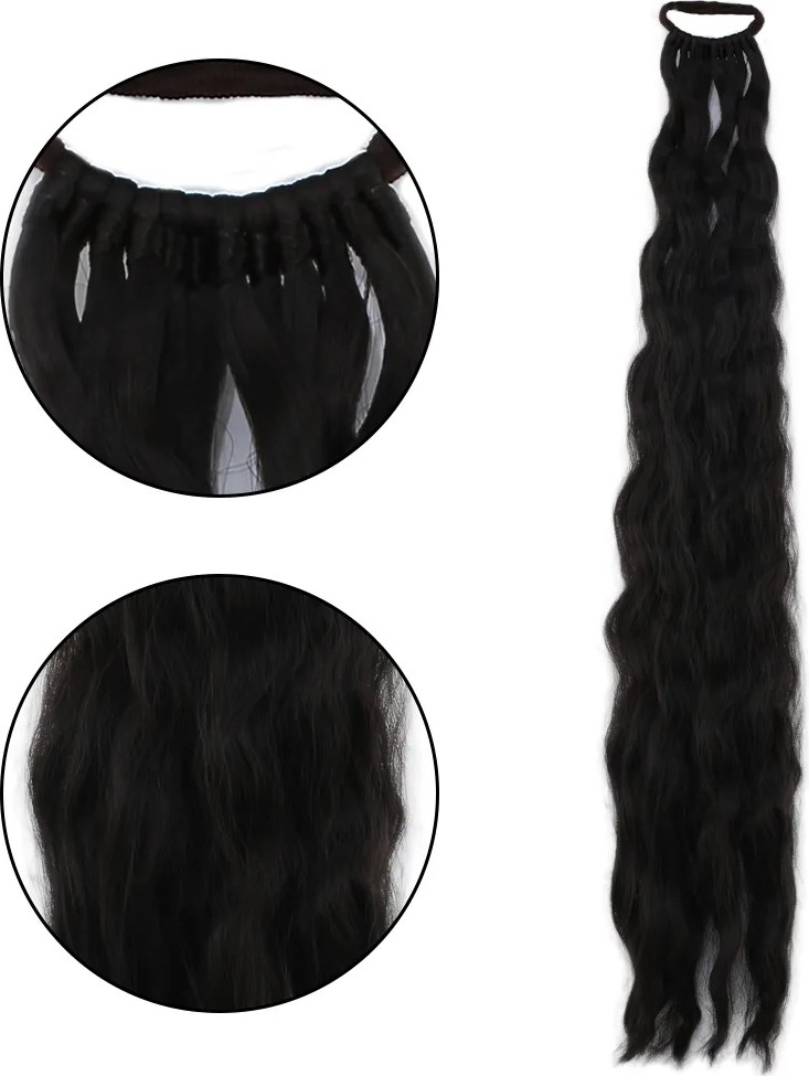 Uravas Store Lastik Tokalı At Kuyruğu Kabarık Afro Daalı / Kahve Karamel görsel 2