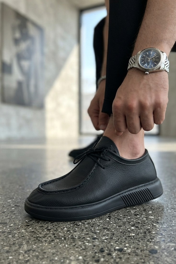 Zerenyus ZRJ170 Yüksek Kalite Bağcıklı Casual Model Erkek Klasik Ayakkabı - Siyah