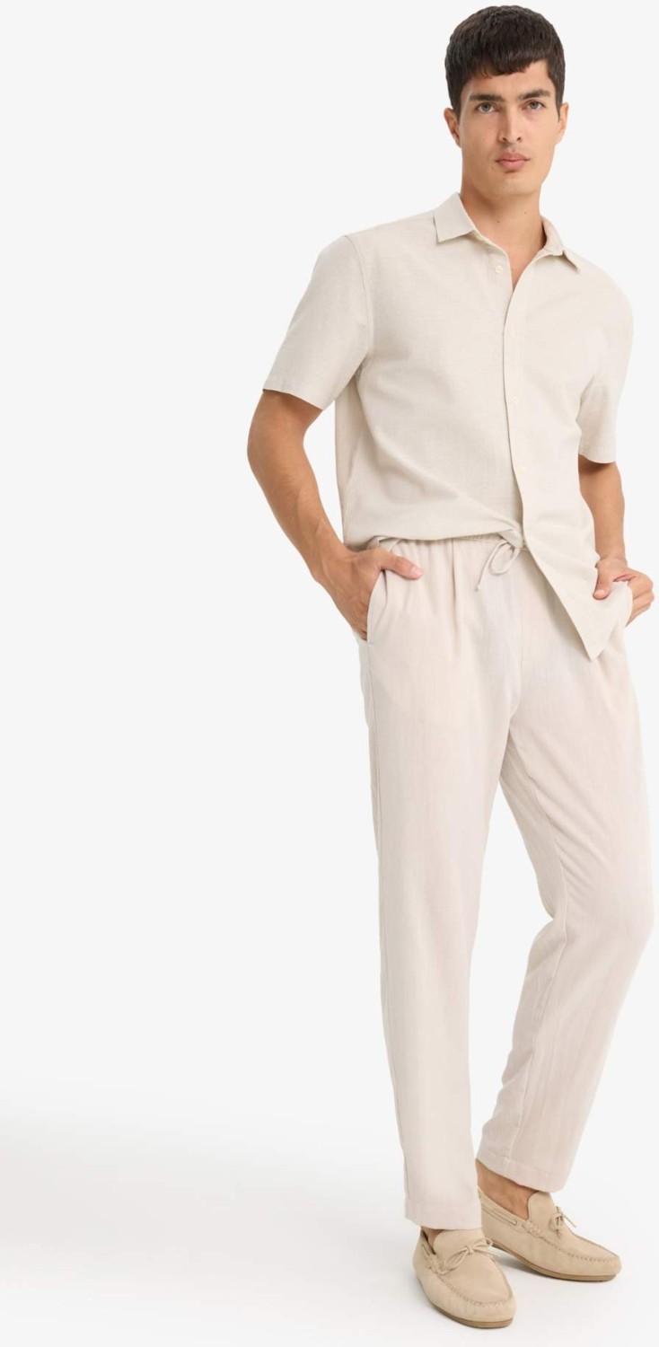 DeFacto Relax Fit Keten Görünümlü Beli Bağcıklı Lastikli Cepli Pantolon E4790AX25AU