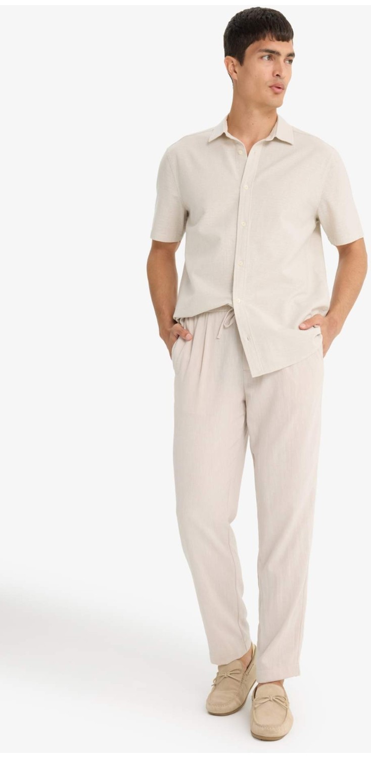 DeFacto Relax Fit Keten Görünümlü Beli Bağcıklı Lastikli Cepli Pantolon E4790AX25AU görsel 2