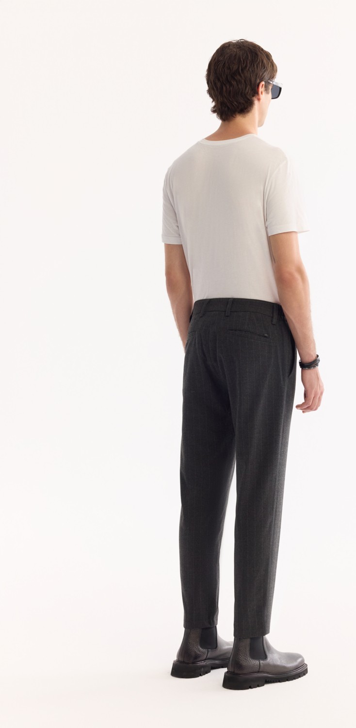 AVVA Erkek Antrasit Viskon Karışımlı Kolay Ütülenen Çizgili Slim Fit Pantolon A52Y3006 görsel 3