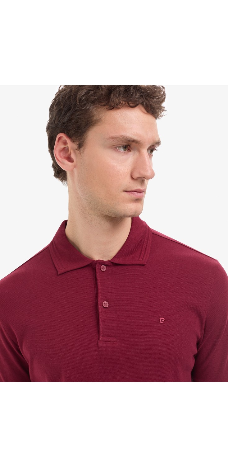 Pierre Cardin Erkek Koyu Mavi Regular Fit %100 Pamuk Kıvrılmaz Düğmeli Polo Yaka Basic Tişört 50325312-VR032 görsel 2