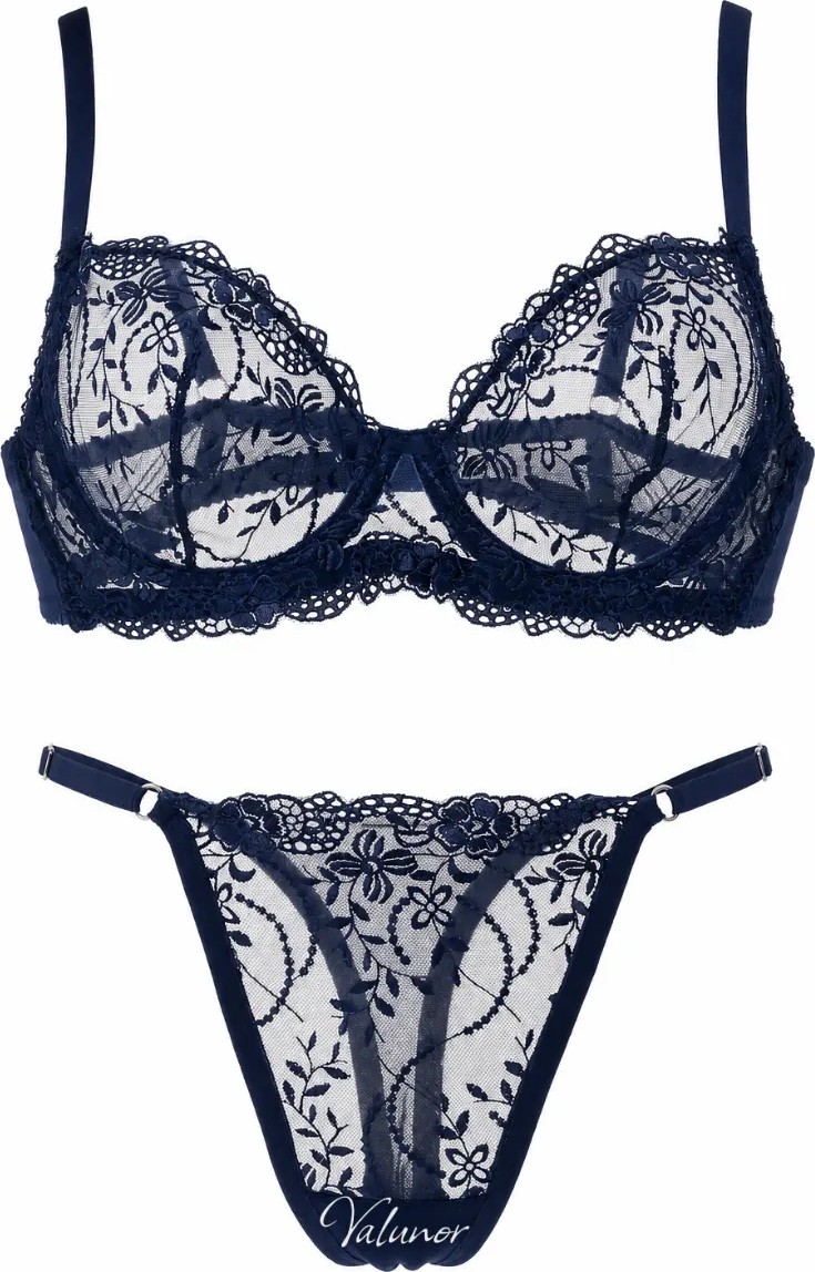 Valunor Glam Lacivert Kadın İç Çamaşırı Takımı Fantezi Dantelli Bralet & Tanga Takım görsel 4