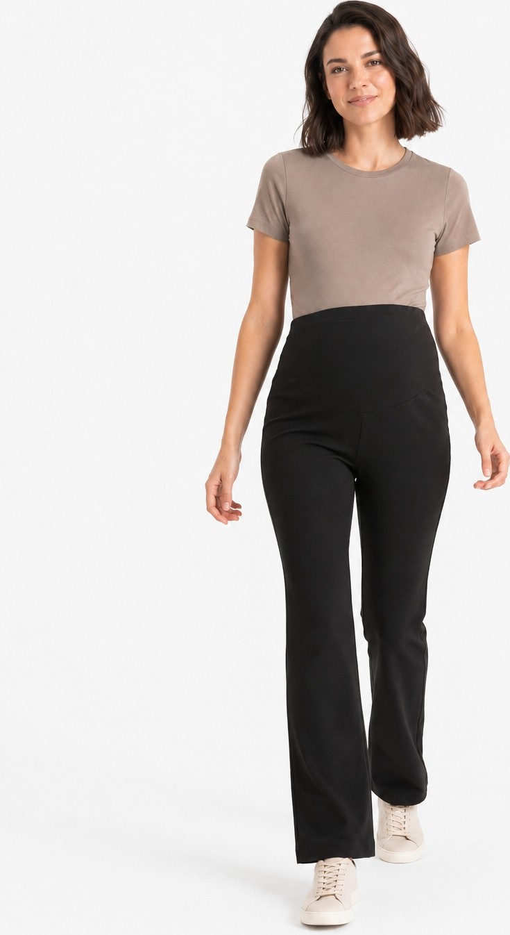 BirBal Butik Hamile Giyim Bel Ayarlanabilir Ispanyol Paça Iki Iplik Lycra Penye Pantolon görsel 6