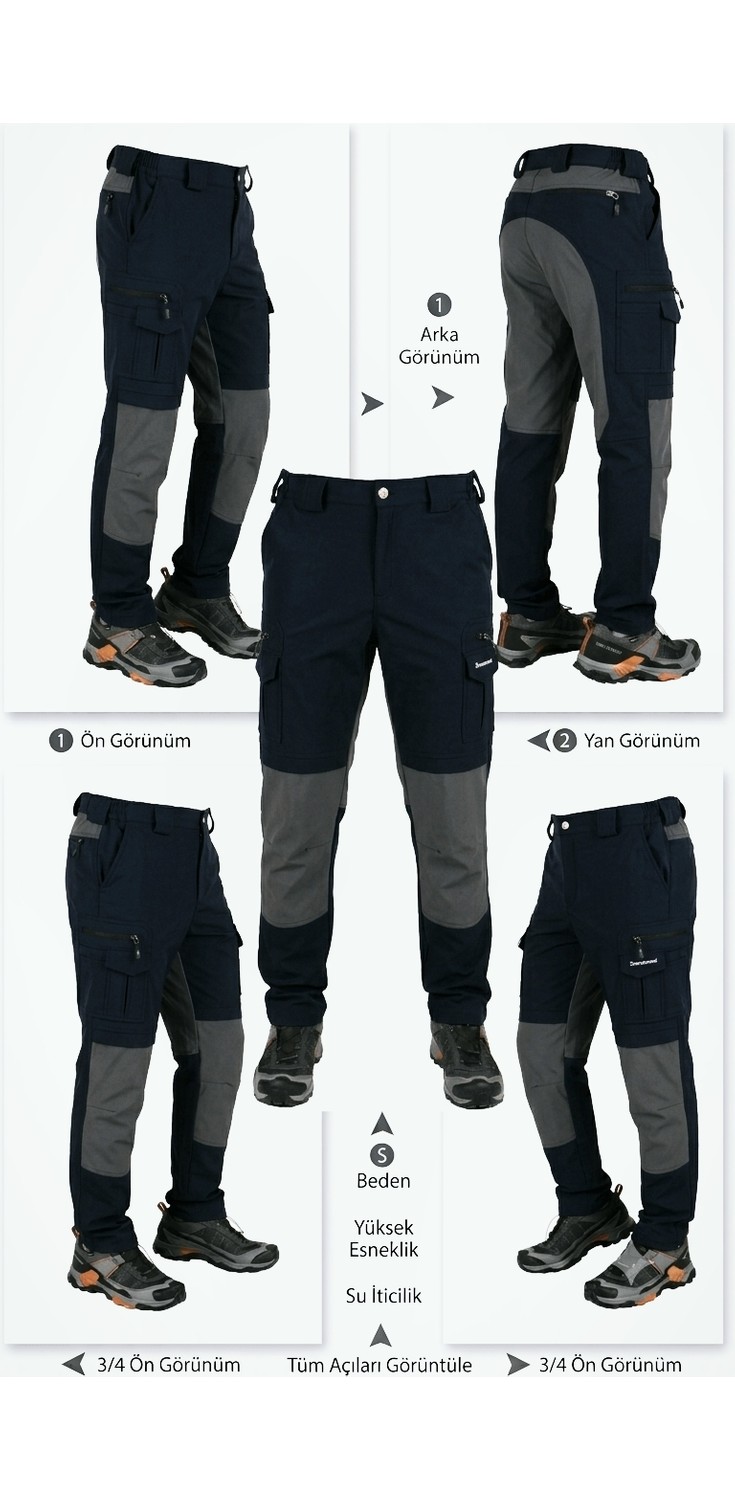 Snowmount Erkek Outdoor Mevsimlik Trekking Pantolonu Likralı Su Itici Taktik Kargo Cep görsel 3