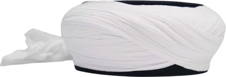 Sarıkhane Çocuk Namaz Sarığı - Beyaz Kumaş - Siyah Takke - Çapraz Sarım - Nâli Şerif - 6 Metre (Züabeli) görsel 2