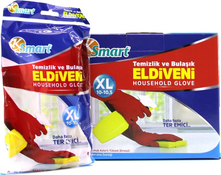 TeknoKapsül Xl Beden Temizlik ve Bulaşık Eldiveni - Doğal Pamuk Astarlı - Plastik