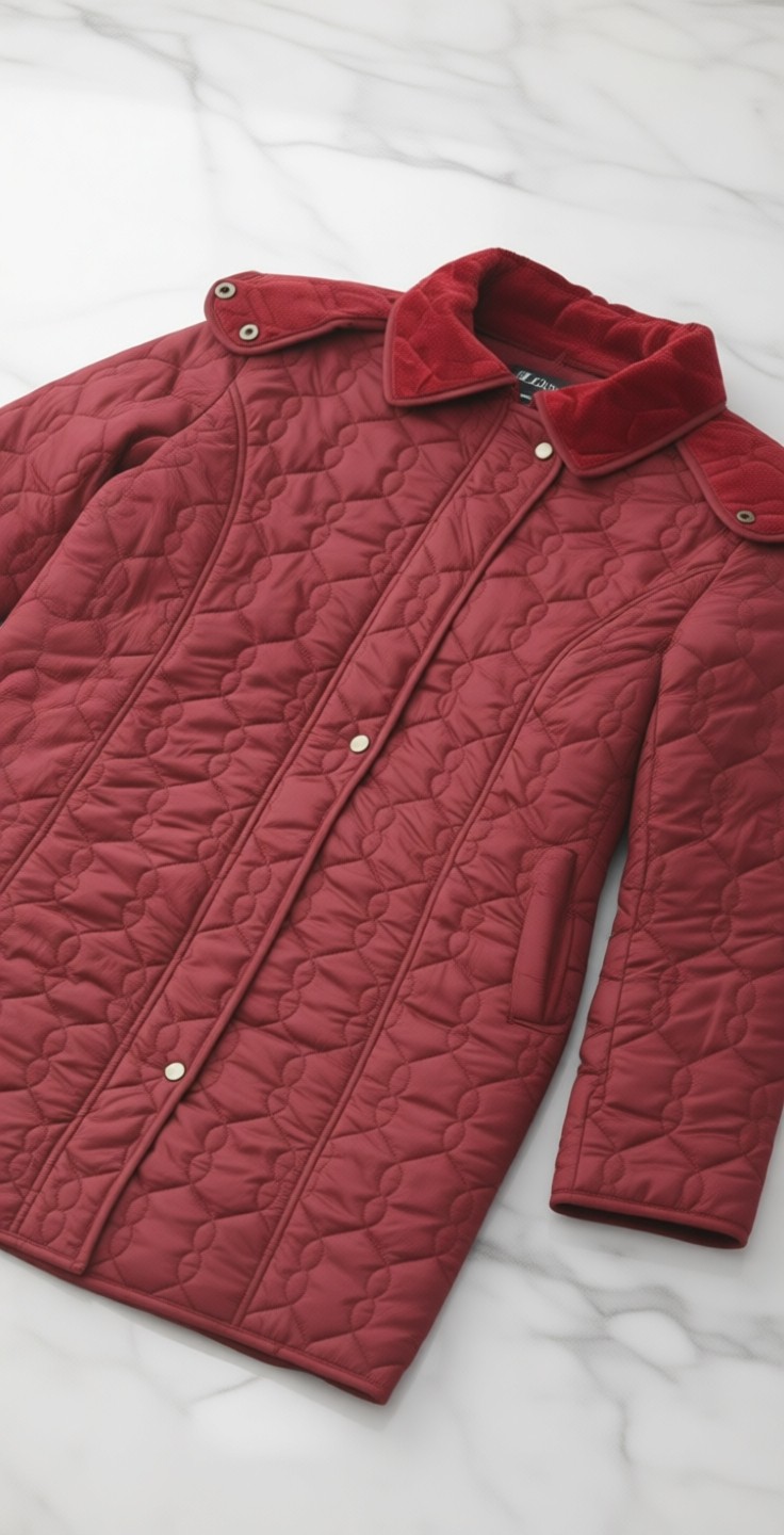 Vetre Kadın Büyük Beden Kapüşonlu 95 Cm Bordo Kapitone Mont 1016 görsel 7