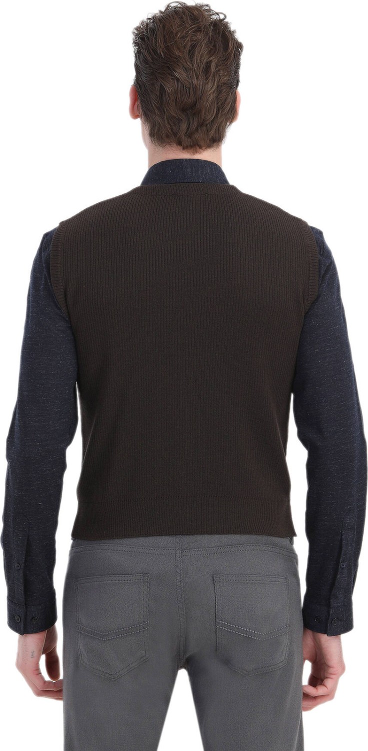 Ramsey Kahverengi Regular Fit V Yaka Casual Örme Triko Yelek görsel 7