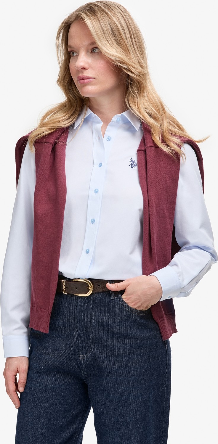 U.S. Polo Assn. Kadın Açık Mavi Uzun Kollu Basic Gömlek 50324791-VR003 görsel 3