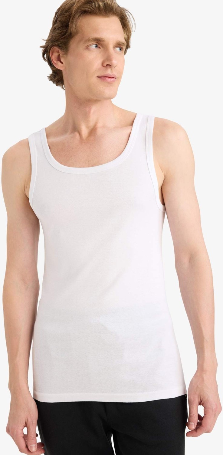 DeFacto %100 Pamuk Slim Fit Ribana 2'li Atlet Y9056AZ26SP görsel 2