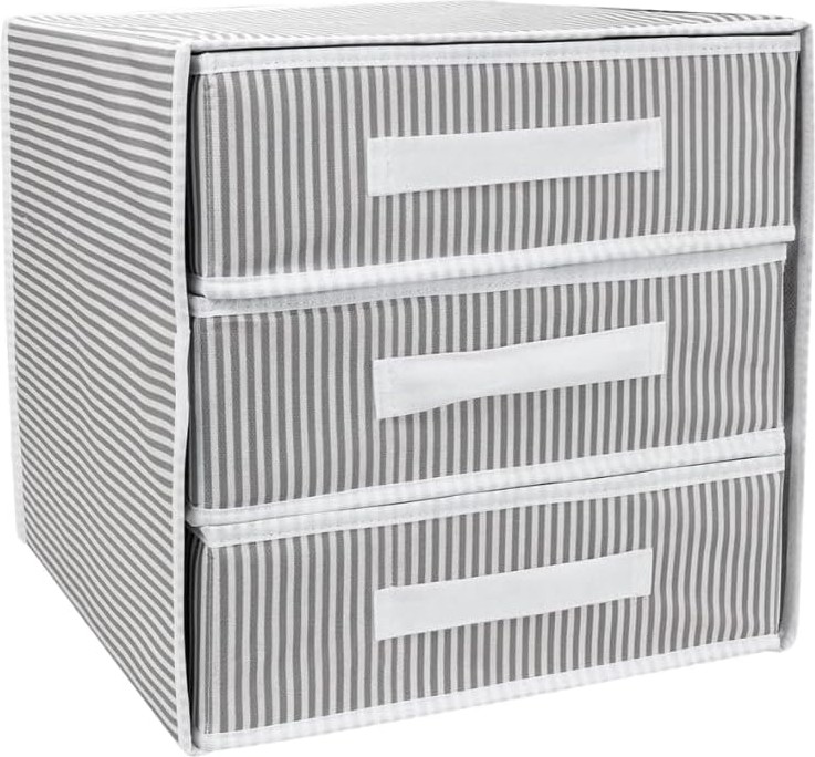 OEM Katlanabilir Üç Çekmeceli Dolap Düzenleyici Çamaşır Organizeri Takı Kutusu Gardrob Kumaş Düzenleyici 32X32X32CM (1)