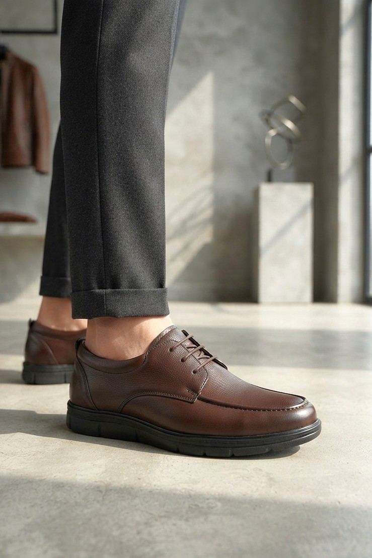 Zerenyus ZRJ0510 Business Casual Bağcıklı Erkek Klasik Ayakkabı - Siyah