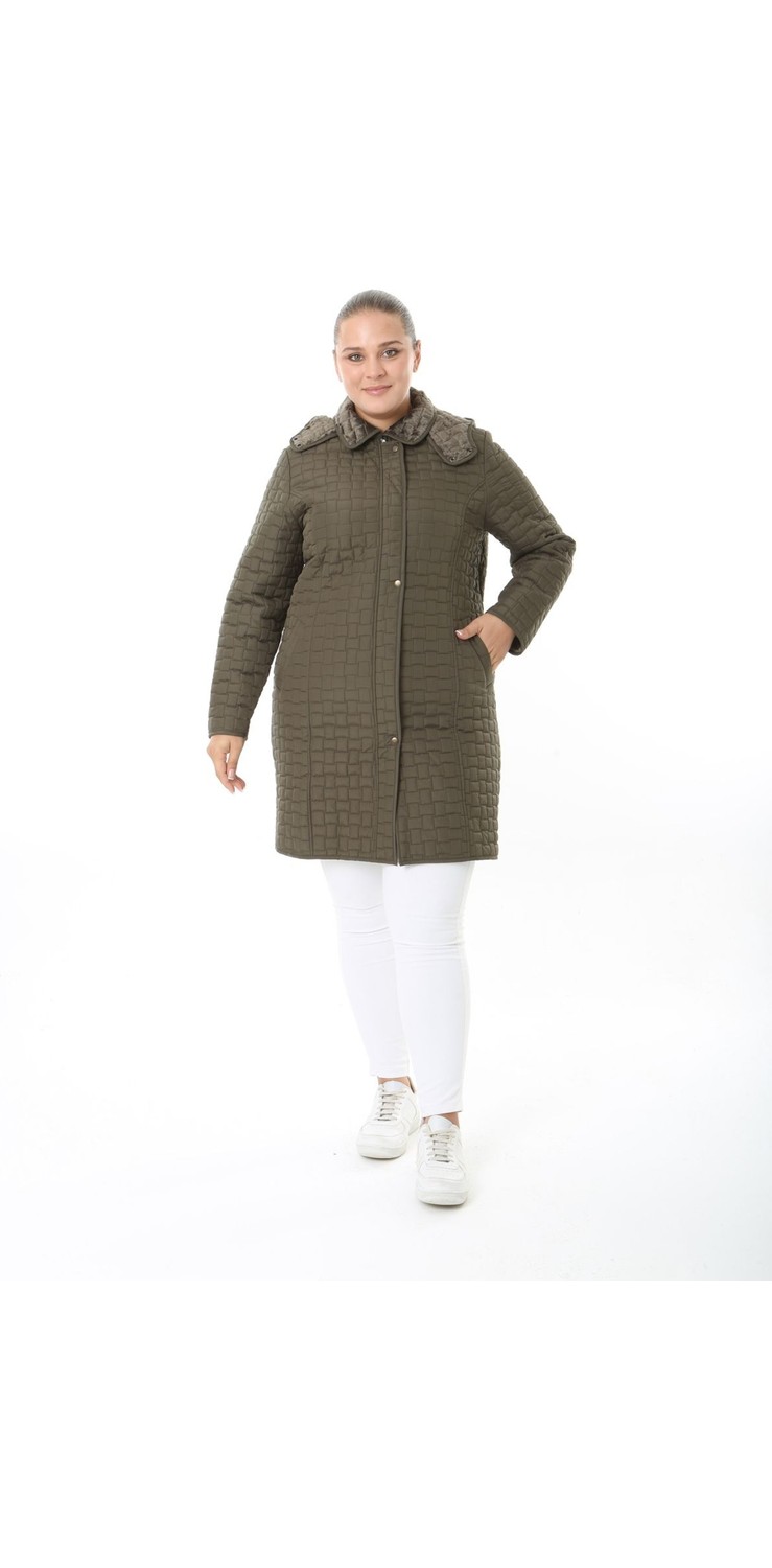 TUTveAL Collection Kapitone Mont, Kaban, Içi Kürklü Kapitone Mont ,büyük Beden Mont, Su Itici Mont, Vizon Rek görsel 8