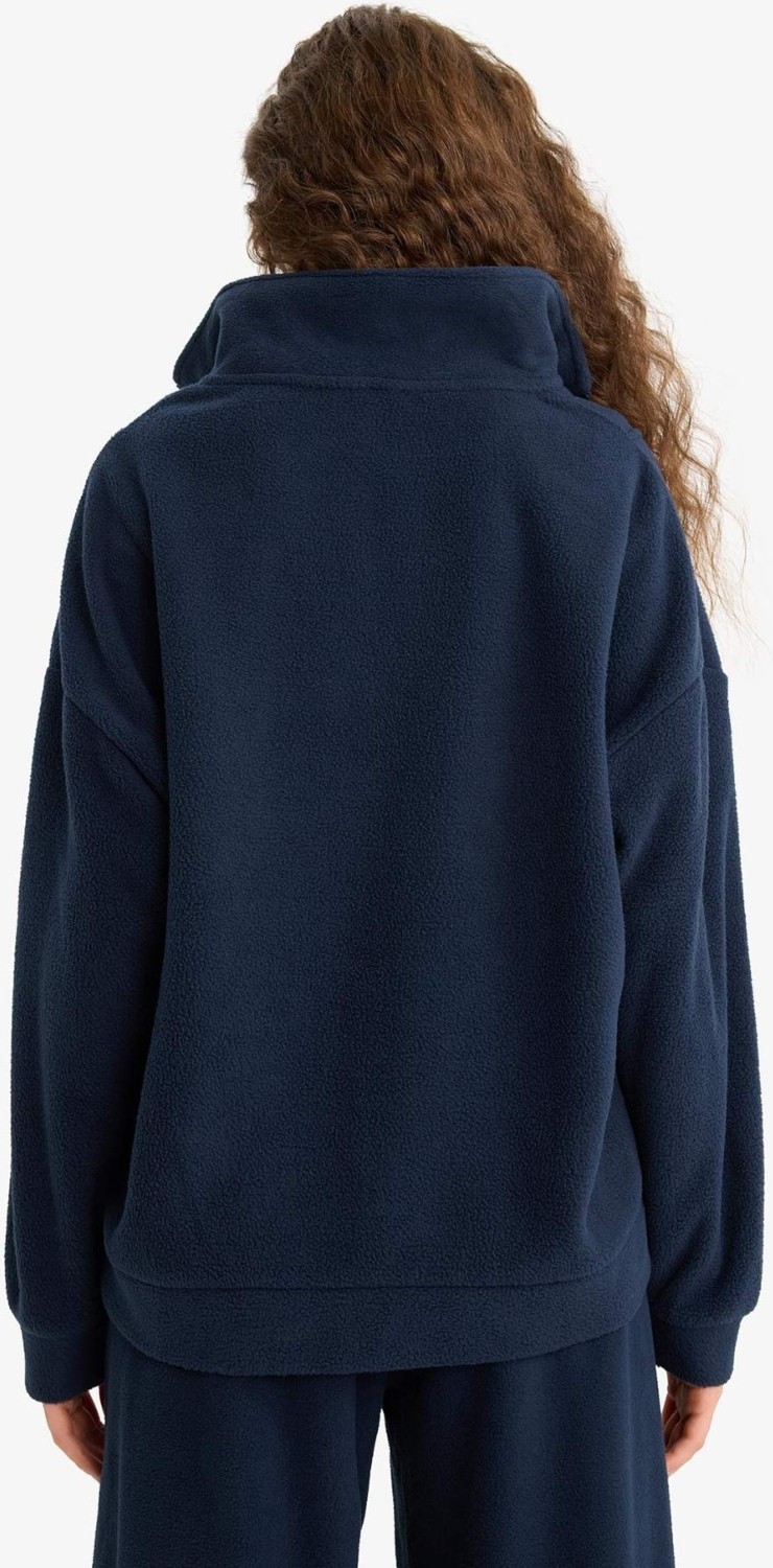 DeFacto Oversize Geniş Kalıp Dik Yaka Fermuarlı Baskılı Polar Sweatshirt Y2649AZ25WN görsel 6