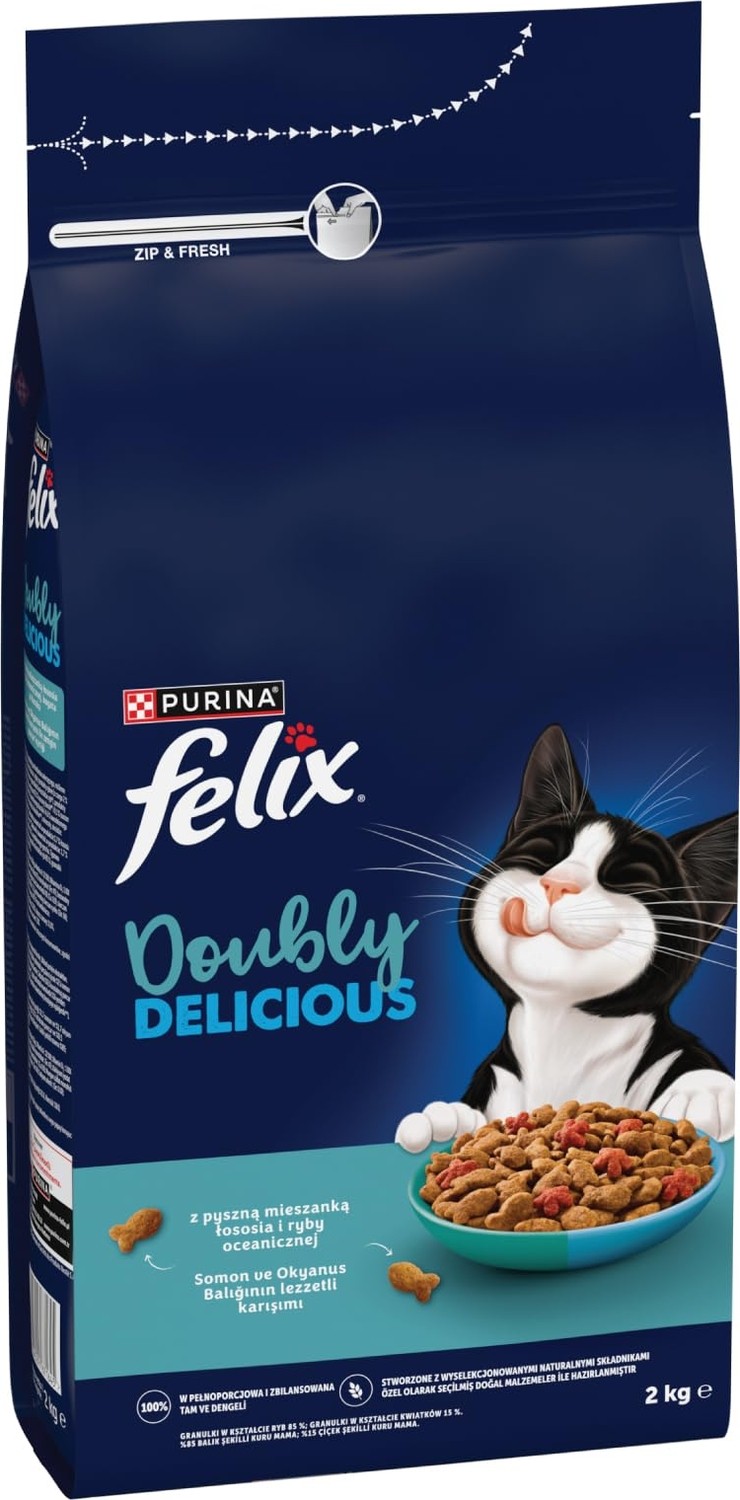 Die Grup Felix Doubly Delicious Yetişkin Kedi Maması Balıklı 2kg