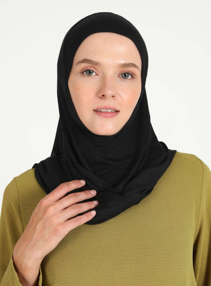Ecardin Bone Çeneli Rahat Viskon Scarfs Hjab görsel 2