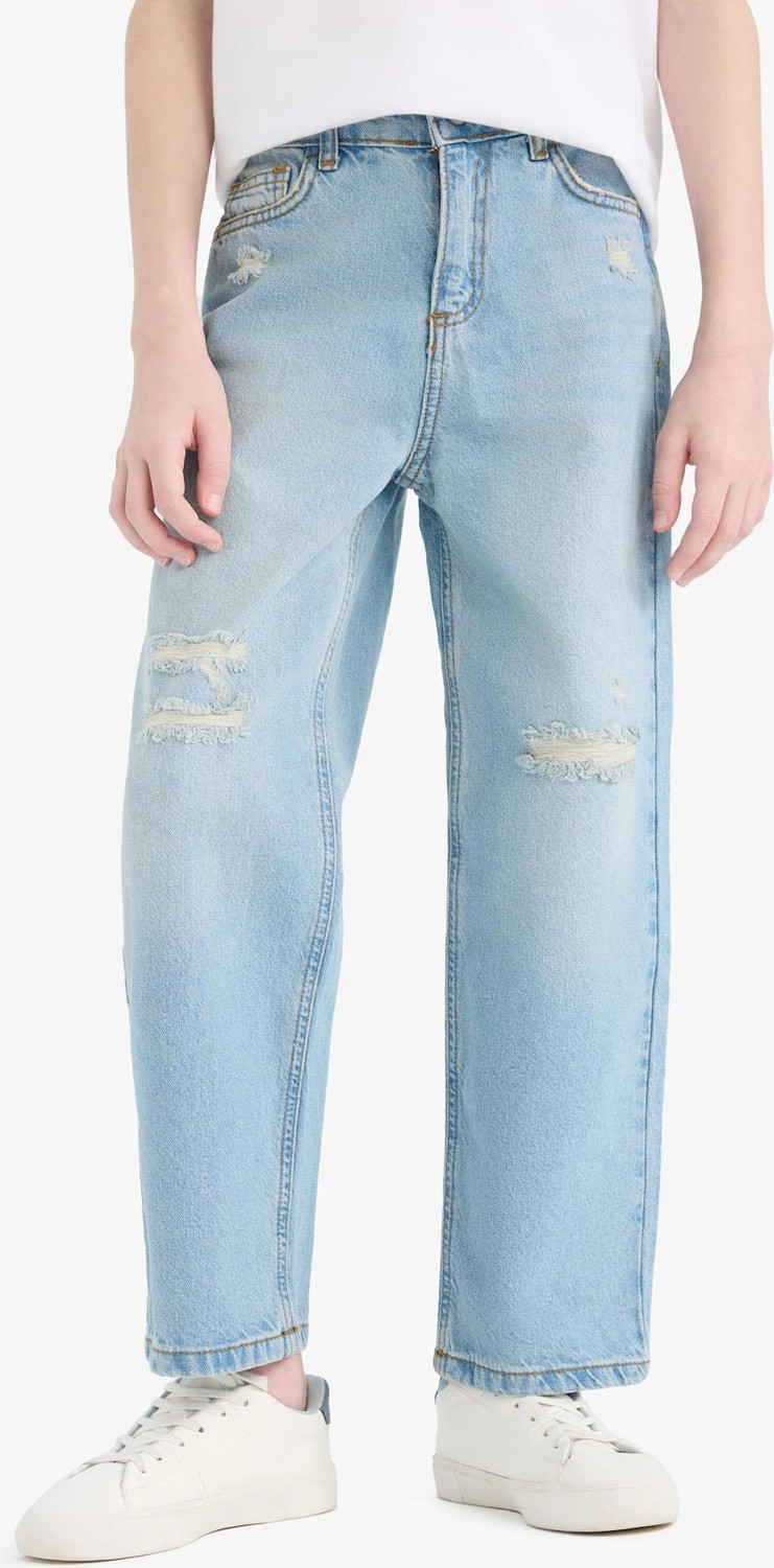 DeFacto %100 Pamuk Wide Leg Geniş Paça Jean Pantolon Erkek Çocuk D6844A825SM görsel 4